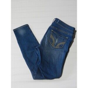Womens Hollister Denim Light Blue Skinny Jeans Size 5S Short Distressed 27 x 27